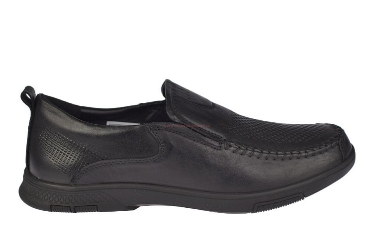 Mokasyny męskie czarne z perforacją na cholewce