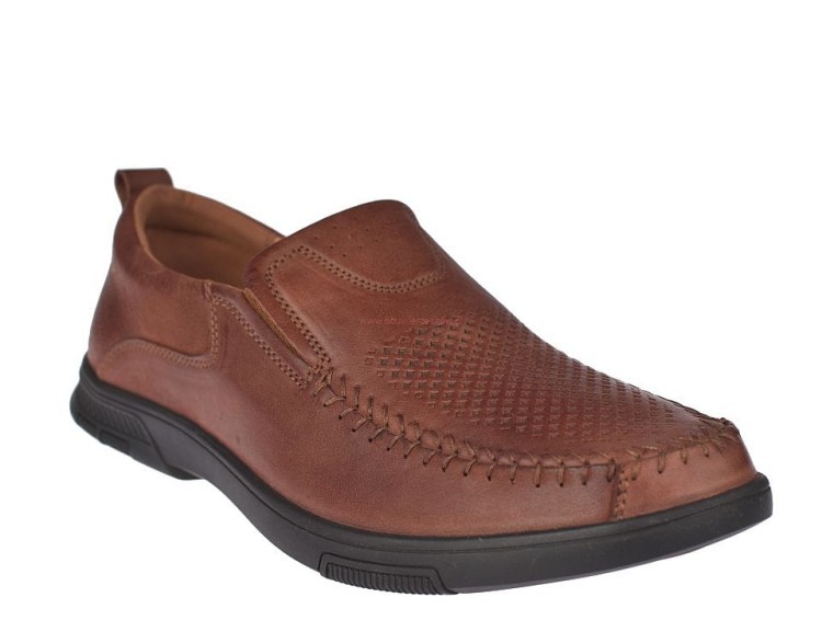 Brązowe mokasyny męskie ze skóry naturalnej American Club CY140
