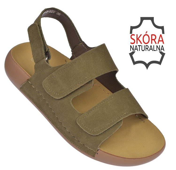 Sandały damskie Jankowski JK/S-3-222 khaki skóra naturalna