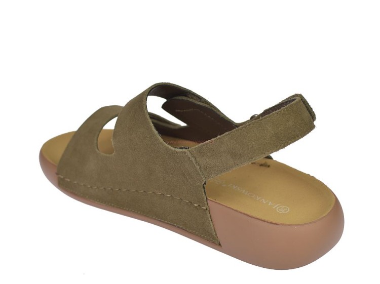 Letnie sandały damskie skórzane khaki casual