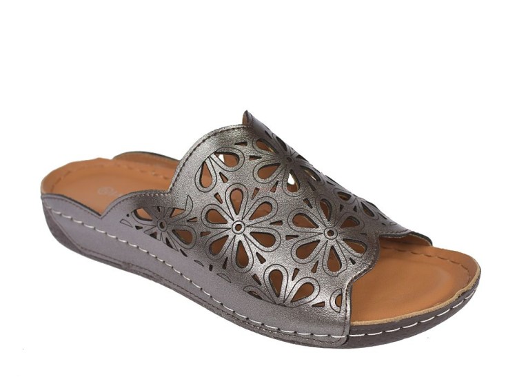 Skórzane wygodne klapki damskie do sukienki