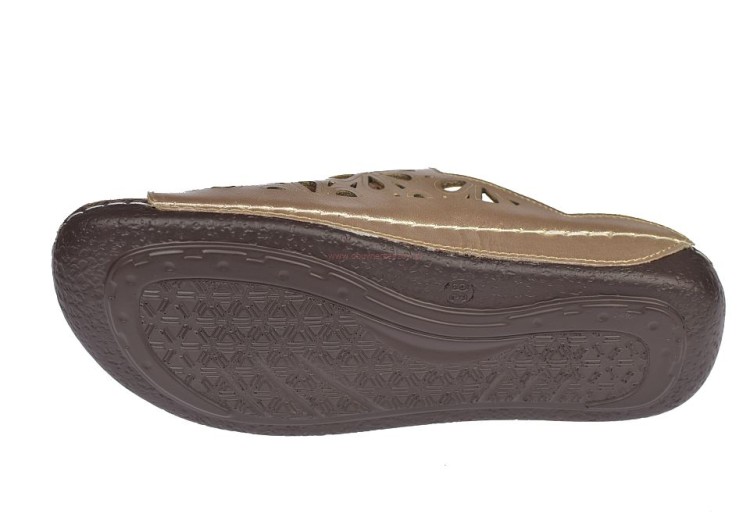 Klapki damskie złote Jankowski komfortowe obuwie na lato