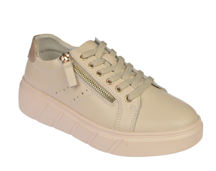 Skórzane sneakersy damskie z suwakiem na cholewce