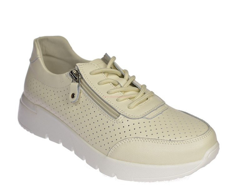 Skórzane sneakersy damskie z zamkiem bocznym OC-135LZ05