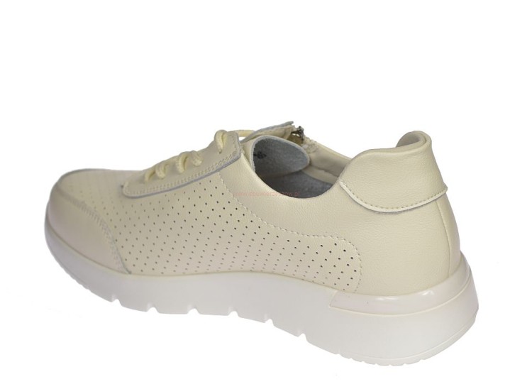 Ażurowa cholewka skóra naturalna beżowe sneakersy