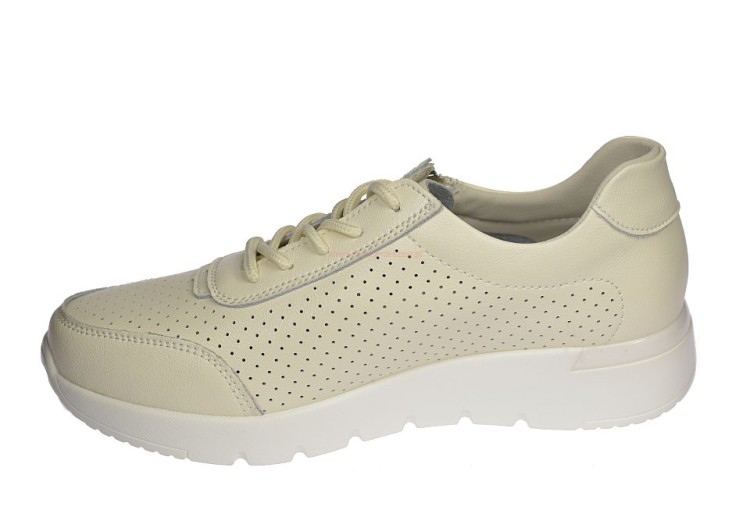 Sznurowane sneakersy damskie z zamkiem beżowe