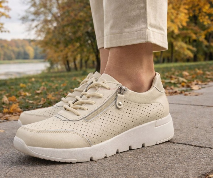 Skórzane buty sportowe damskie sneakersy z suwakiem