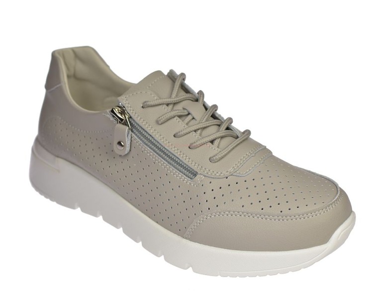 Sneakersy damskie szare na białej podeszwie profil zewnętrzny