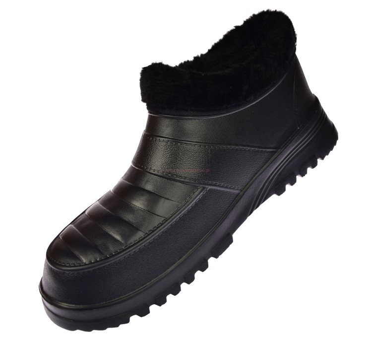 Ocieplane kalosze męskie z futerkiem niskie 18062 czarne