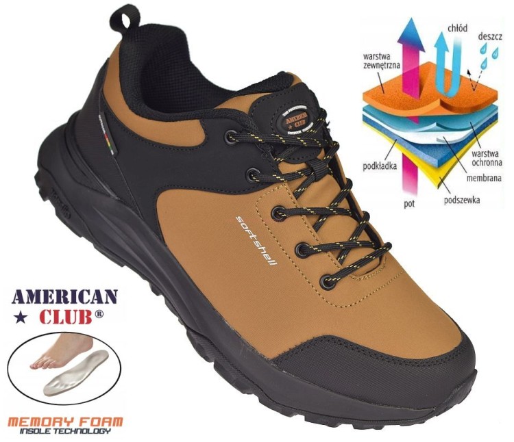 Buty trekkingowe męskie z membraną American HL 221 camel