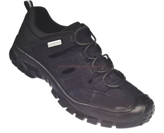 Czarne sandały męskie ze skóry naturalnej z gumowym ściągaczem – American Club