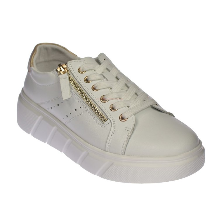 sneakersy damskie ze skóry naturalnej białe Ladie’s Style 24120
