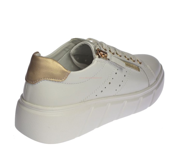 sneakersy damskie białe ze złotymi akcentami Ladie’s Style
