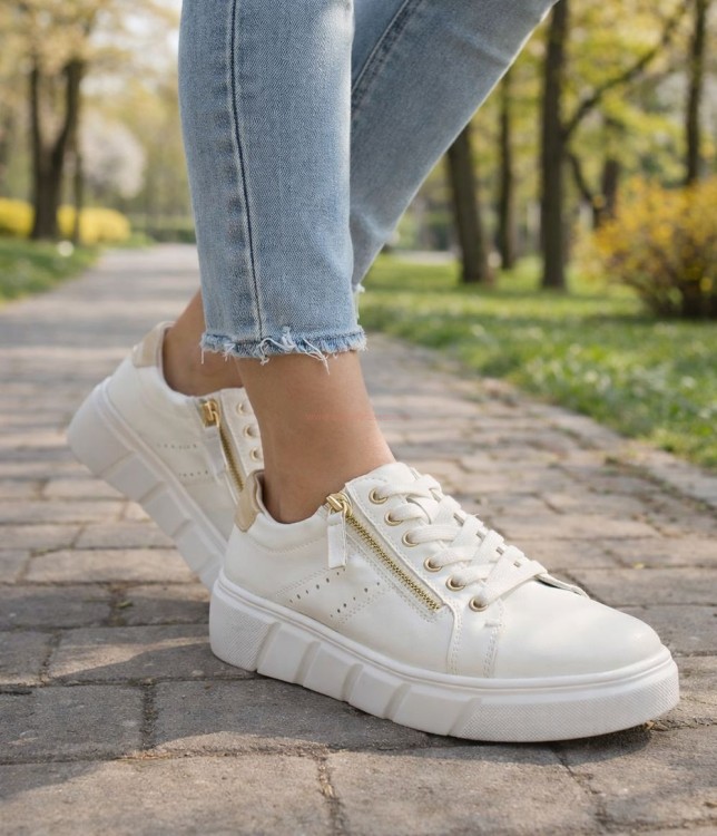 białe sneakersy damskie skórzane Ladie’s Style 24120