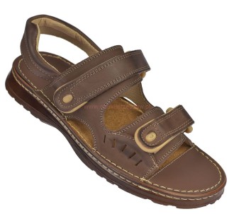 sandały męskie skórzane SA-025 ciemny brąz przód