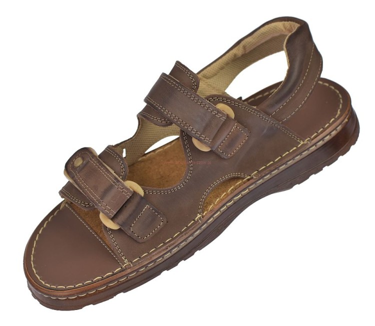 sandały męskie na rzepy SA-025 skóra naturalna