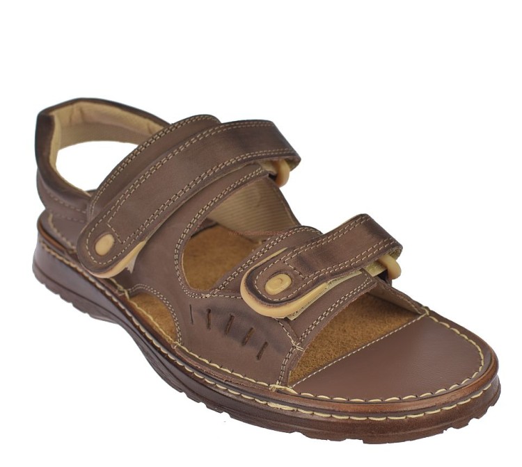 sandały męskie ciemny brąz skórzane polskie