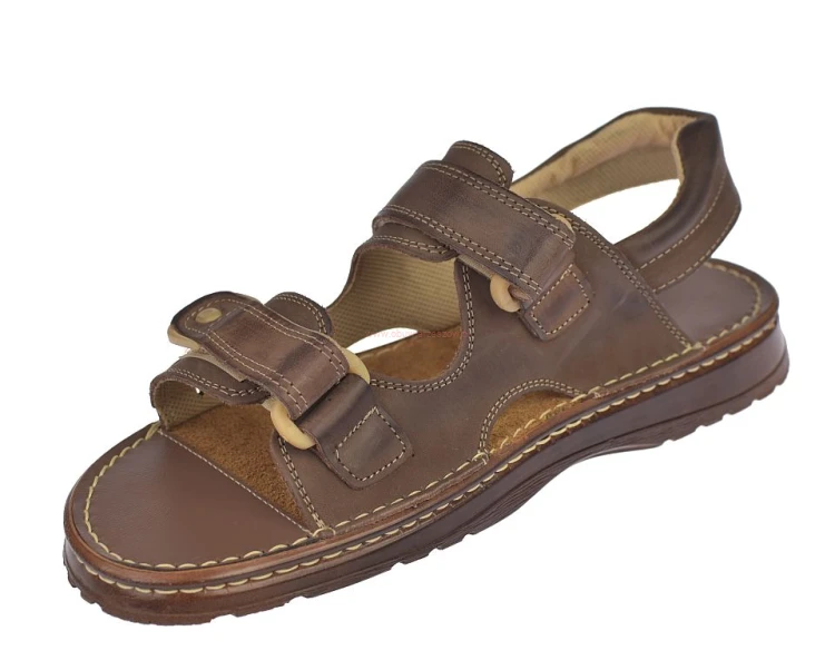 sandały męskie skórzane regulowane rzepy SA-025