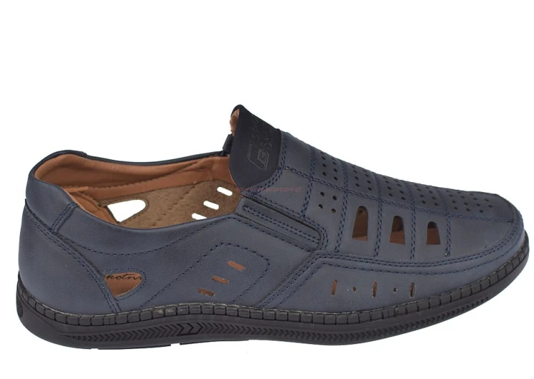 mokasyny męskie z wycinaną cholewką granatowe