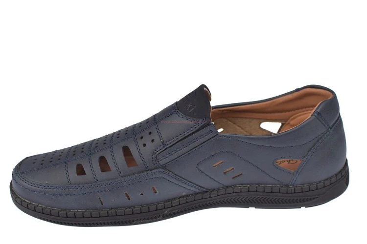 męskie buty wsuwane ażurowe granatowe lato