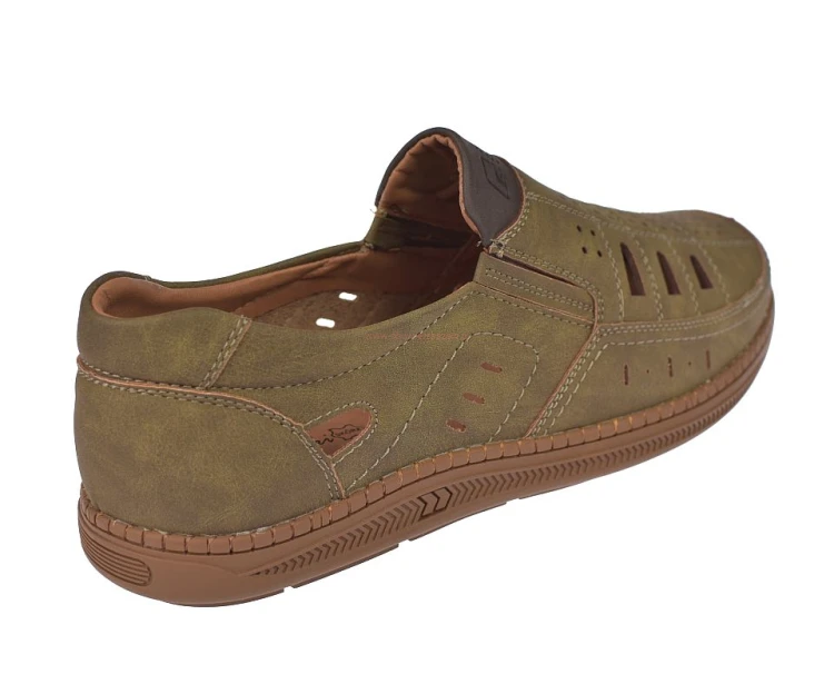 mokasyny męskie skórzana wkładka khaki wygodne