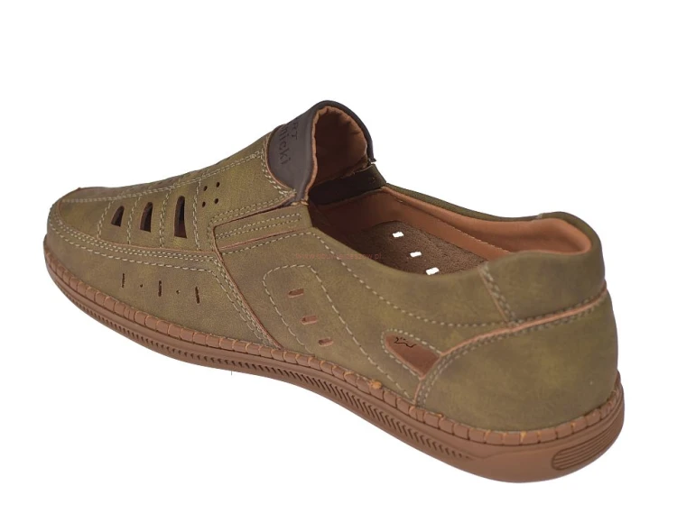 męskie buty wsuwane ażurowe khaki lato