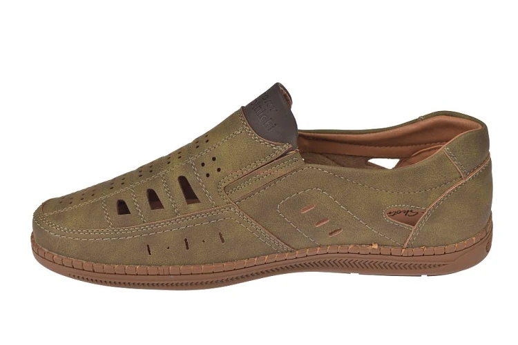 mokasyny męskie na lato przewiewne khaki