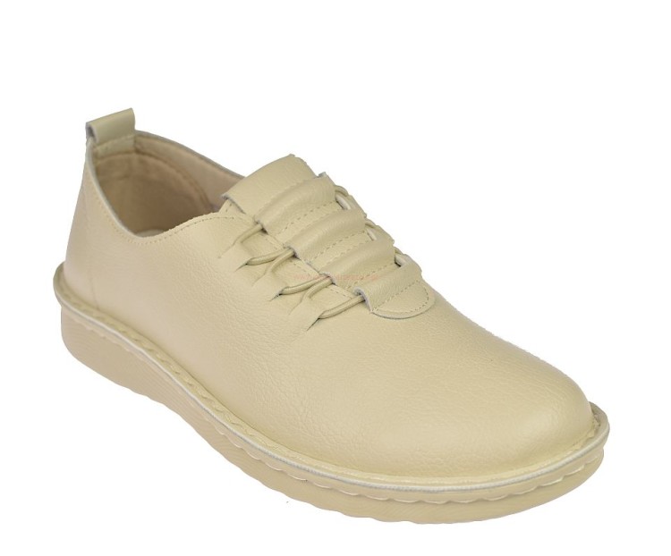 mokasyny damskie beżowe z gumkami zamiast sznurowadeł