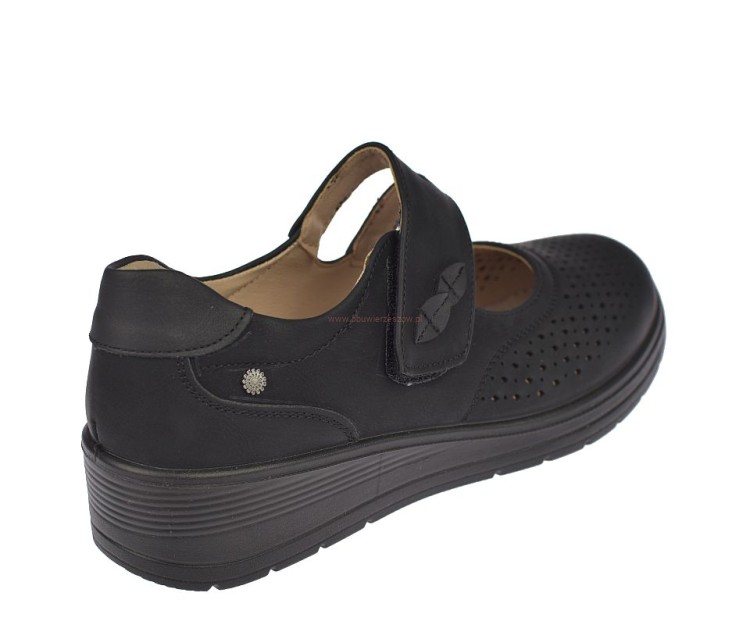 półbuty damskie wiosenne letnie czarne ażurowe