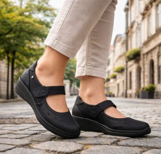 półbuty damskie czarne Dr Jan ażurowe na koturnie