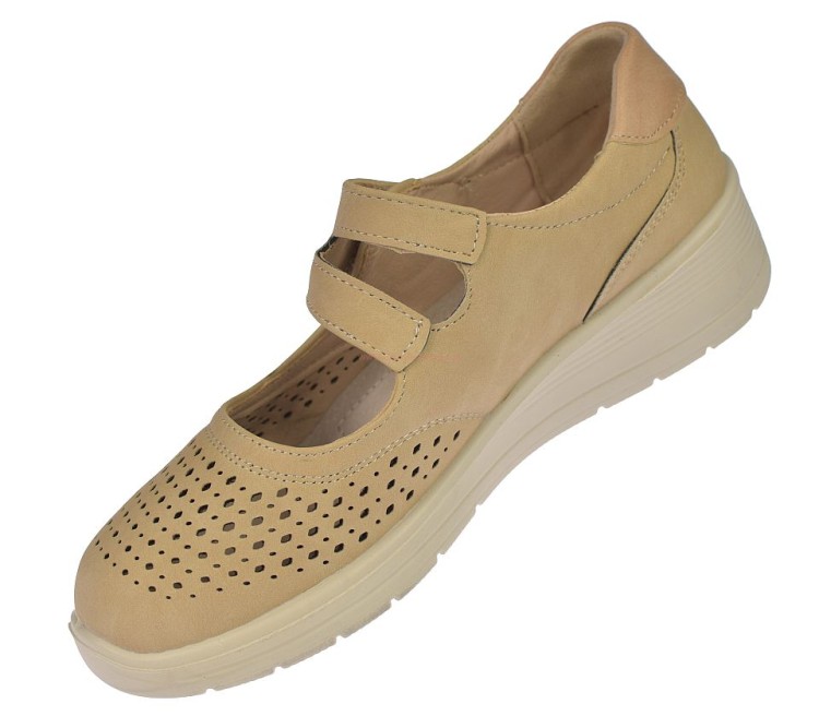 półbuty damskie beżowe wygodne na lato