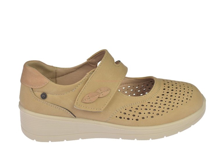 skórzana wkładka półbuty damskie beżowe sandały