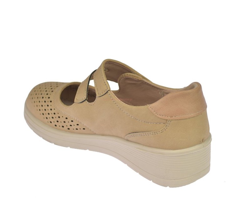 półbuty damskie wiosenne ażurowe beżowe