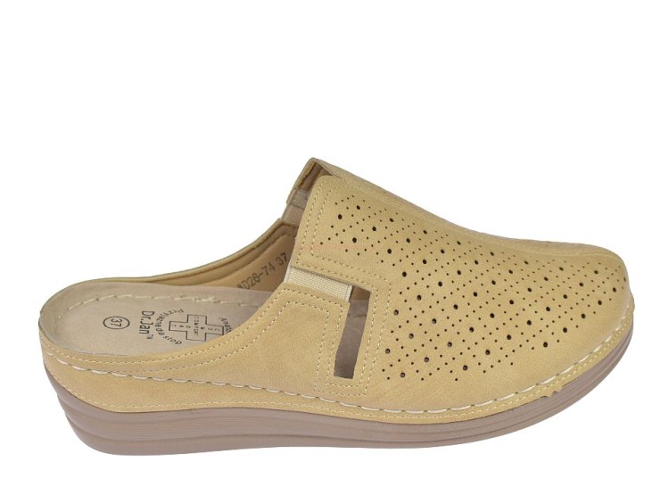 Beżowe klapki damskie dr Jan MD26-74 profil boczny
