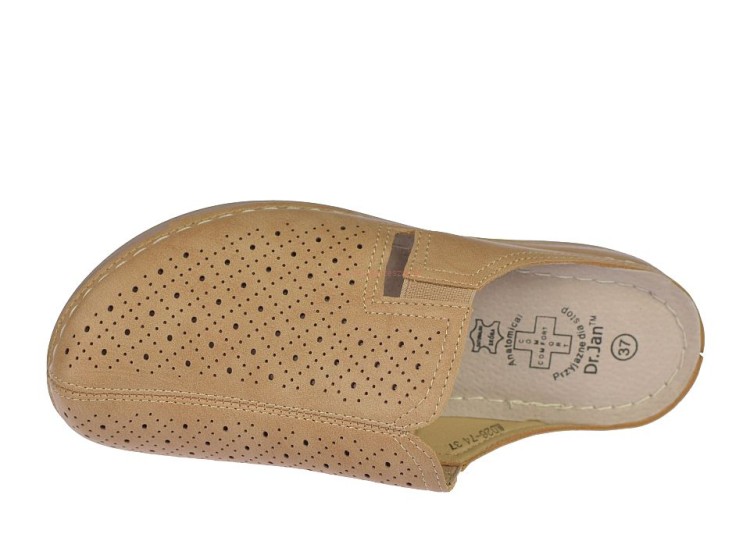 Klapki damskie chodaki ażurowe skórzana wkładka