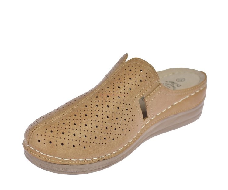 klapki damskie lato camel ażurowe eleganckie