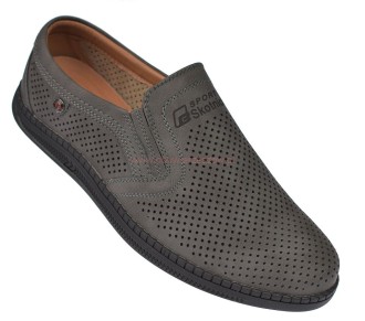lekkie mokasyny męskie grey wsuwane przewiewne