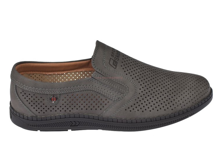 ażurowe półbuty męskie wsuwane szare komfortowe
