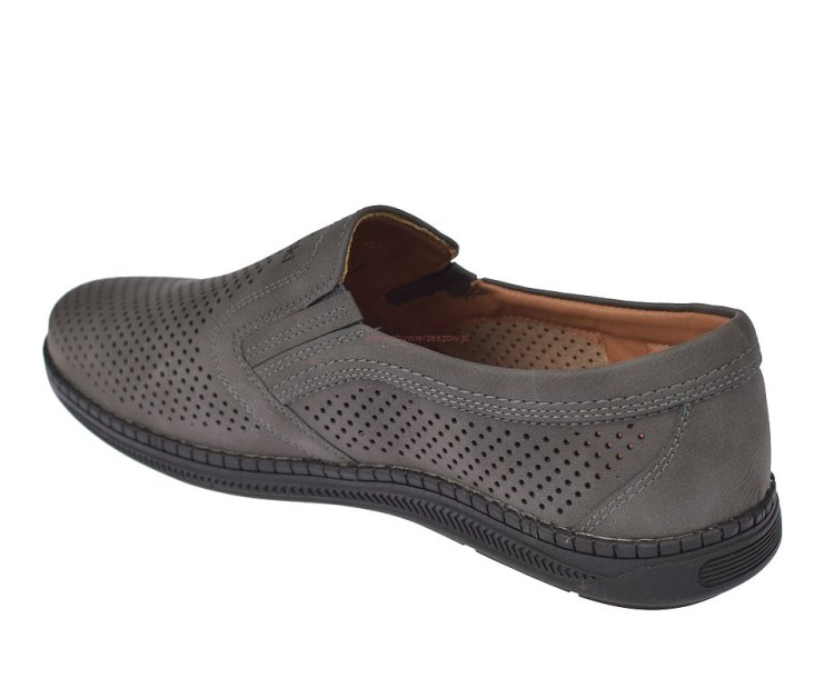 stylowe mokasyny męskie grey perforowane