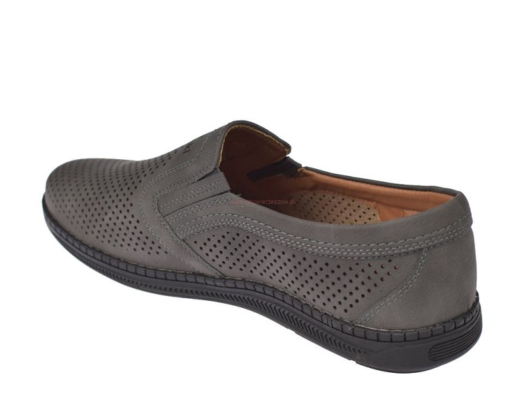 wygodne mokasyny męskie ze skórzaną wkładką szare