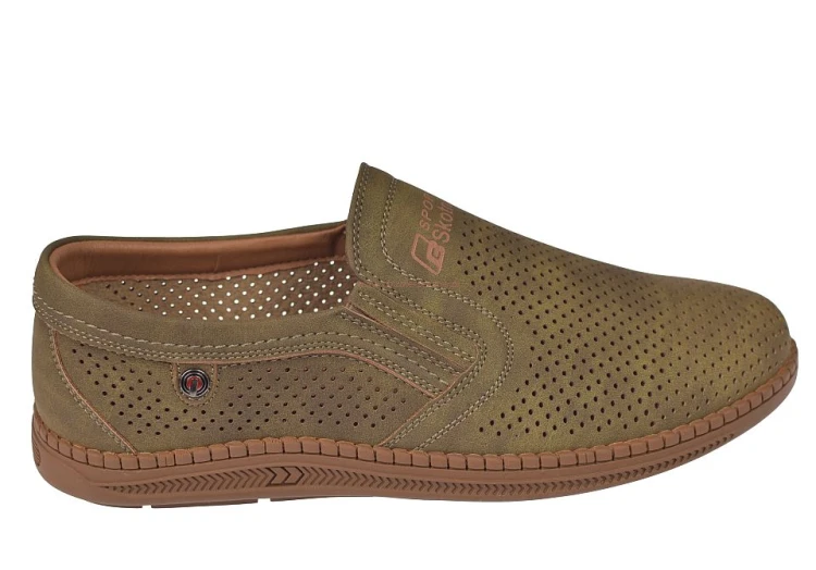 ażurowe półbuty męskie khaki komfortowe