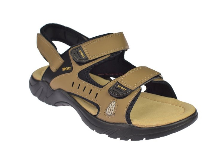 Duże sandały męskie na rzepy na duże stopy