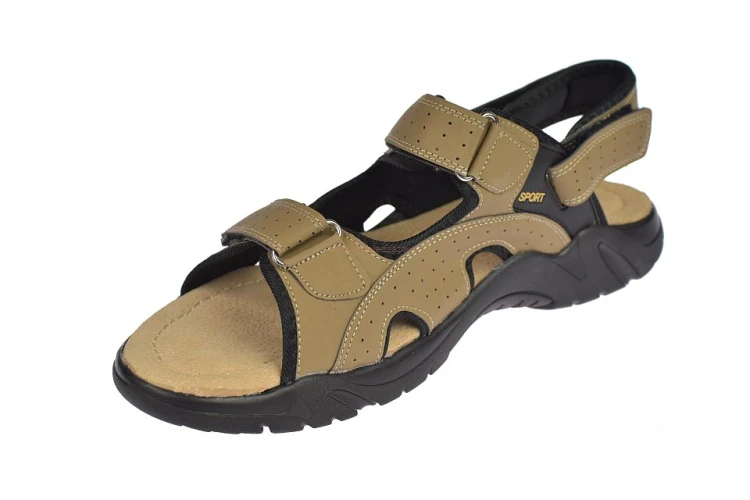 sandały męskie casual beżowe A9003 stylizacja
