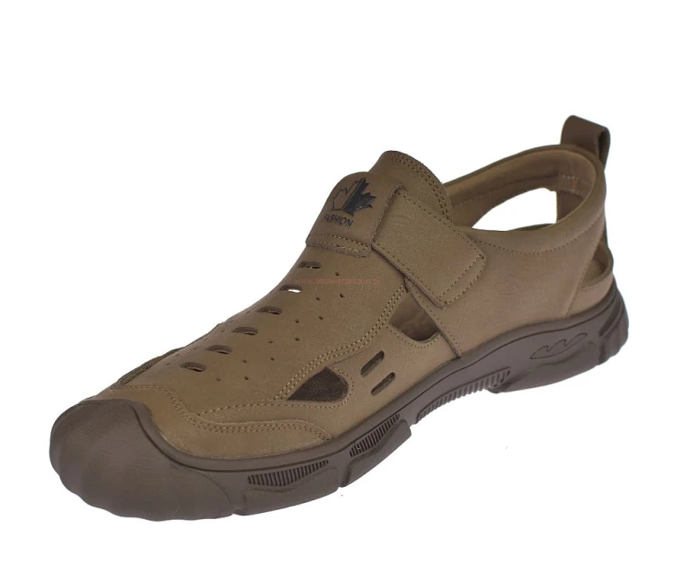 sandały męskie skórzane beżowe profil podeszwy