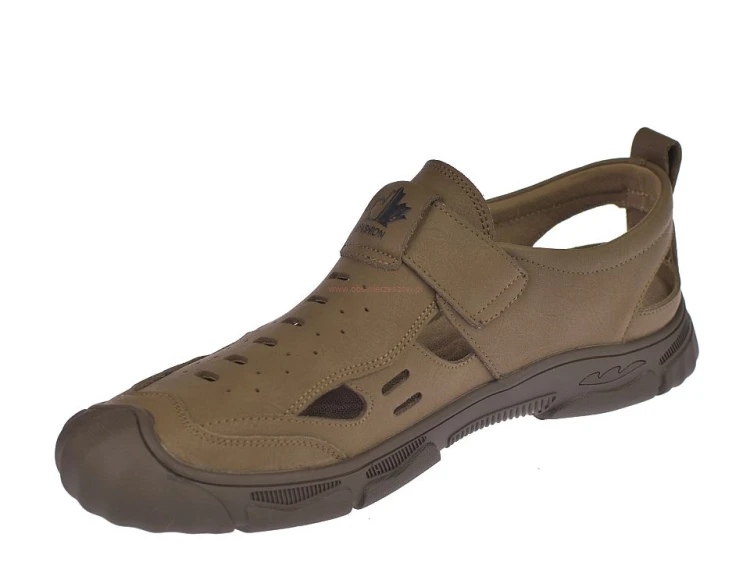 sandały męskie beżowe taupe widok z boku