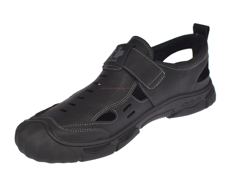 Sandały męskie pełne półbuty ażurowe skórzane na lato