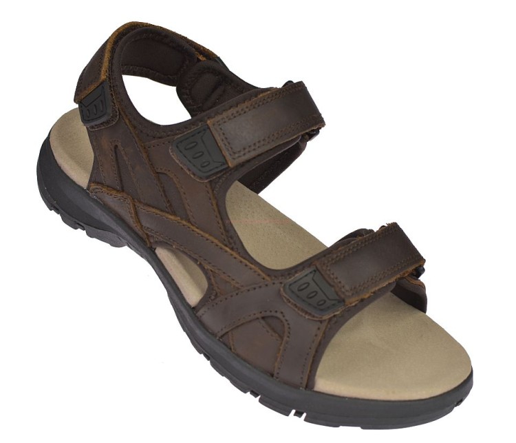 Skórzane sandały męskie paski na rzepy American