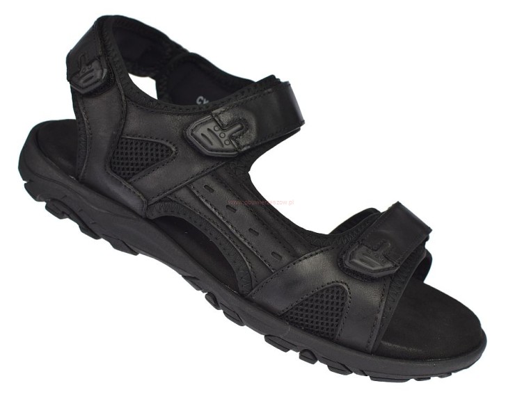 sandały męskie skórzane czarne American CY145 przód