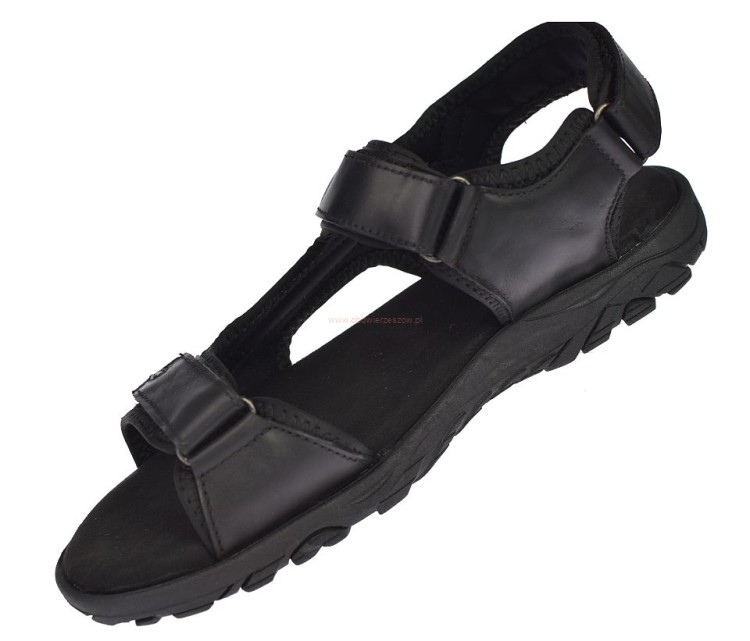 sandały męskie czarne na rzepy American Club CY145 bok
