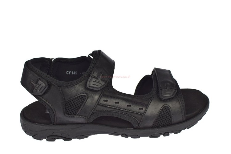 sandały męskie codzienne czarne CY145 zapięcie na rzep